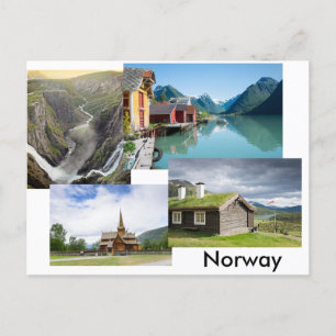 Postkarte mit vier Landschaften in Norwegen