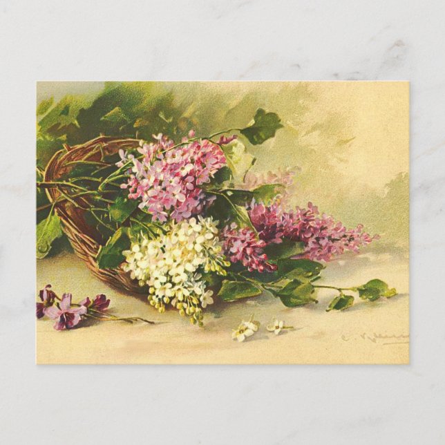 Postkarte mit Vintage-Blumen (Vorderseite)