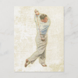 Postkarte mit Vintage-Golfspieler