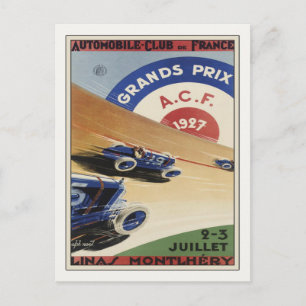 Postkarte mit Vintage-Grand-Prix-Werbeplakatdruck