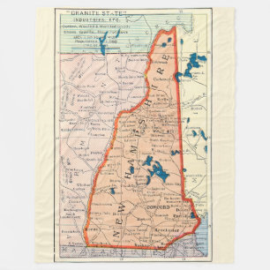 Postkarte mit Vintage-Karte von New Hampshire Fleecedecke
