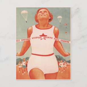 Postkarte mit Vintage-Propaganda der Sowjetunion