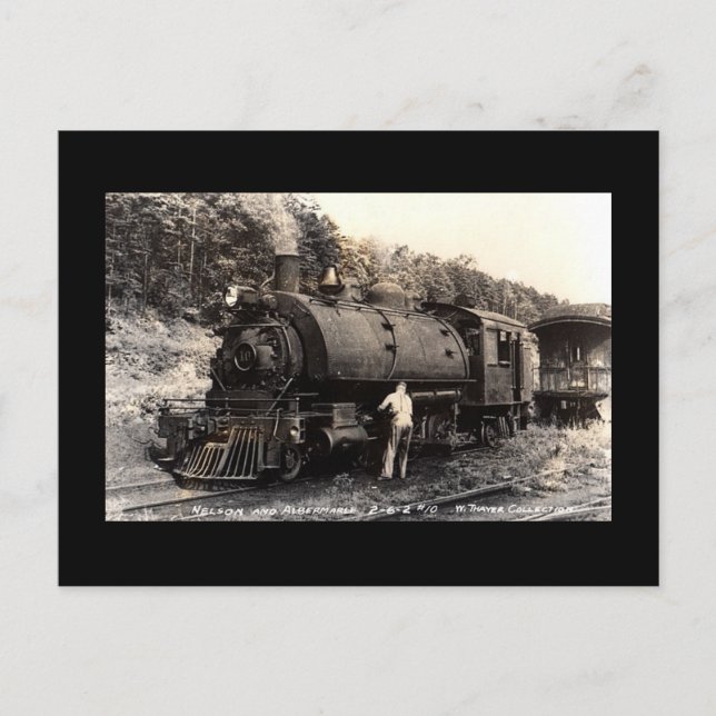 Postkarte mit Vintagem Dampfzug (Vorderseite)