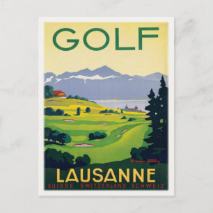 Postkarte mit Vintagem Golfplakat