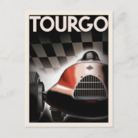 Postkarte mit Vintagem Motorrad-Plakat drucken