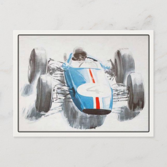 Postkarte mit Vintagem Rennwagen (Vorderseite)