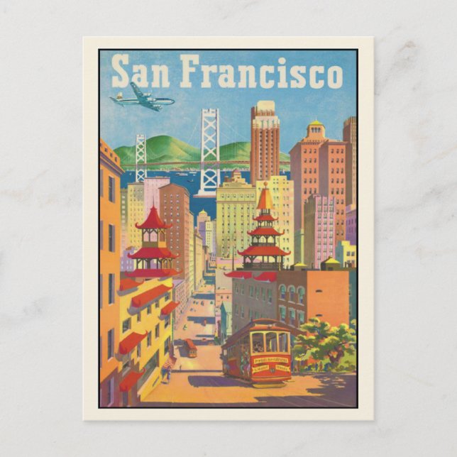Postkarte mit Vintagem San Francisco Poster drucke (Vorderseite)