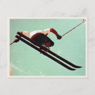 Postkarte mit Vintagem Ski-Bum drucken