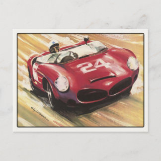 Postkarte mit Vintagem Sportwagenposter drucken