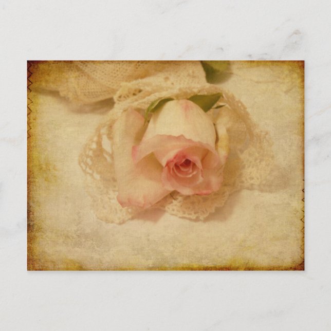 Postkarte mit Vintager Rose (Vorderseite)