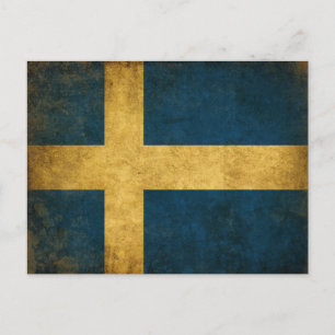 Postkarte mit Vintager schwedischer Flagge