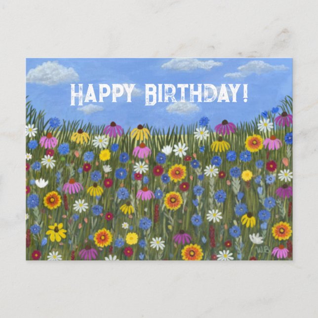 Postkarte mit Wildblumen und Gänseblümchen (Vorderseite)