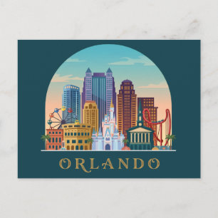 Postkarte Modern Orlando Florida Vintage Skyline