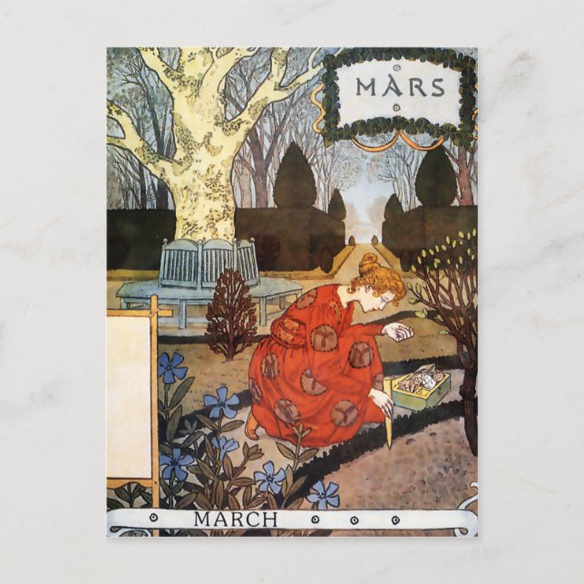 Postkarte: Monat des März - Mars Postkarte (Vorderseite)