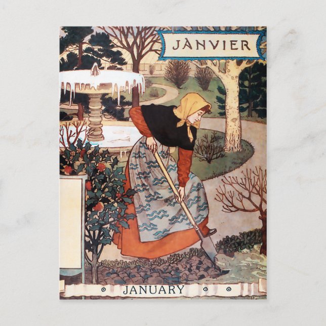 Postkarte: Monat Januar - Janvier Postkarte (Vorderseite)