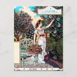 Postkarte: Monat Juni - Juin Postkarte
