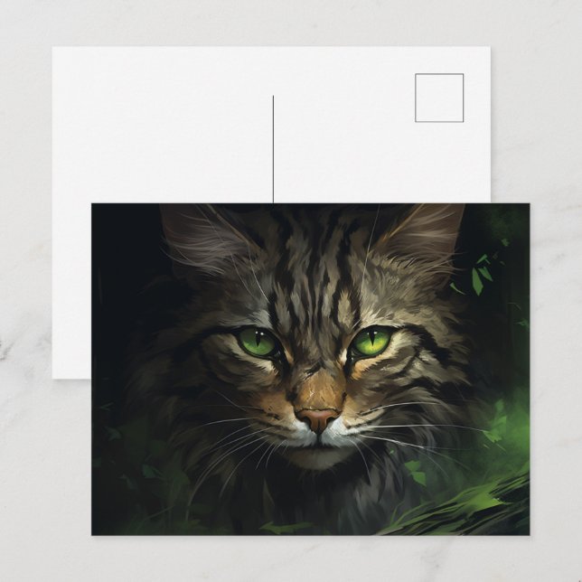 Postkarte Mystery of the Woodland Cat (Vorne/Hinten)