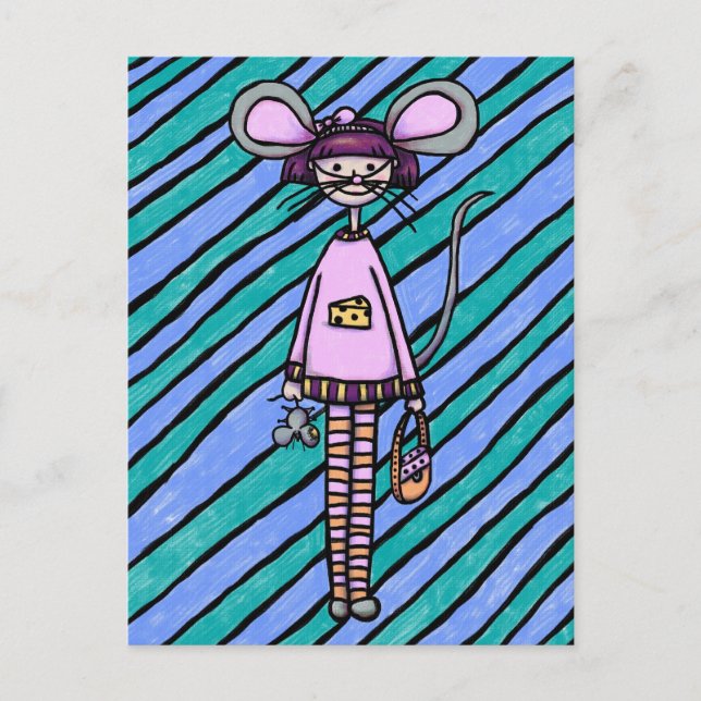 Postkarte, Niedliche Maus Mädchen Postkarte (Vorderseite)