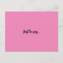 Postkarte nur zu sagen rosa Grüße Karte