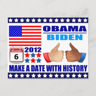 Postkarte: Obama/Biden - Flag - Datum W/Verlauf Postkarte