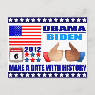 Postkarte: Obama/Biden - Flag - Datum W/Verlauf Postkarte