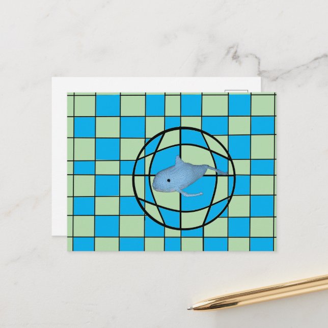 Postkarte - optische Illusion und Wal (Vorderseite/Rückseite Beispiel)