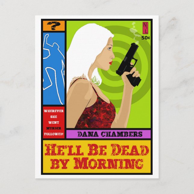 Postkarte Paperback: Er wird morgens tot sein (Vorderseite)