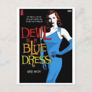 Postkarte Paperback: Teufel in blauem Kleid