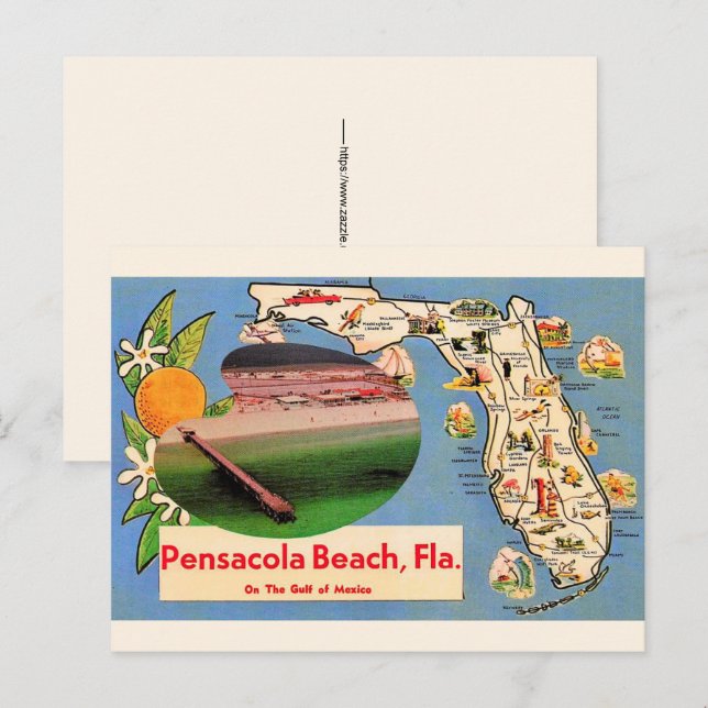 Postkarte Pensacola Beach FL (Vorne/Hinten)