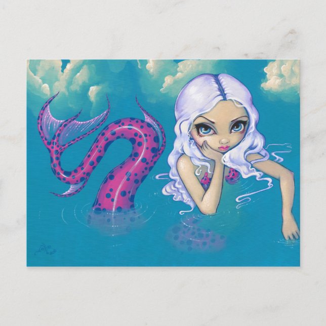 Postkarte "Pink Gepunktet Mermaid" (Vorderseite)