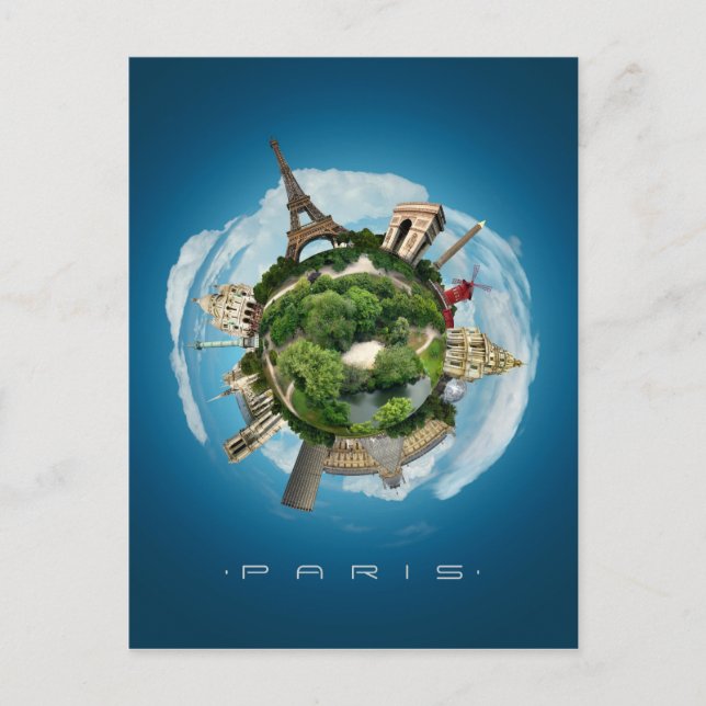 Postkarte Planet Paris Surreal Digitale Kunst (Vorderseite)