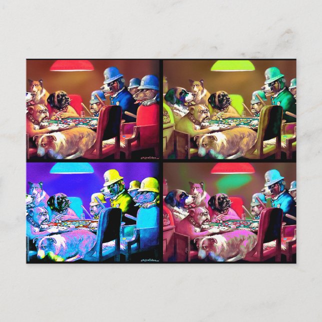 Postkarte: Poker Hunde Pop Art: Postkarte (Vorderseite)