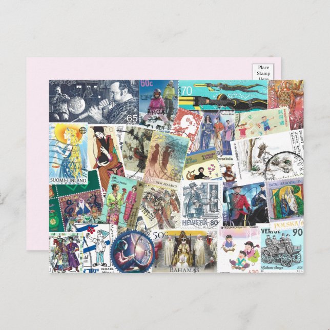 Postkarte Postfach mit Personen (Vorne/Hinten)