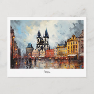 Postkarte Prag Nacht in Tschechien