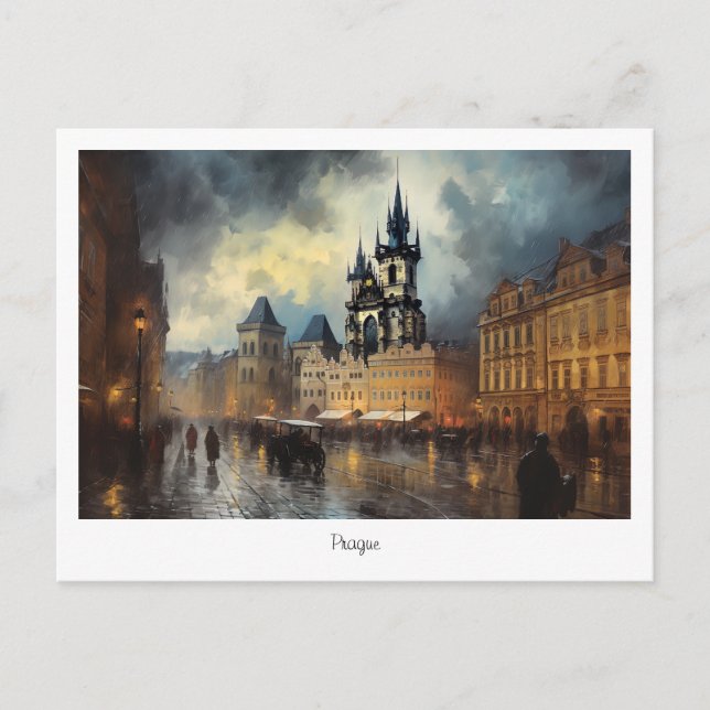 Postkarte Prag Nacht in Tschechien (Vorderseite)