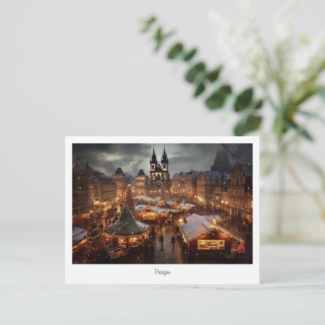 Postkarte Prag Nacht in Tschechien (Stehend Vorderseite)