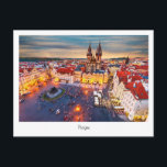 Postkarte Prag Nacht in Tschechien<br><div class="desc">Postkarte mit Prager Dämmerung,  landschaftliche mittelalterliche Stadt in Böhmen,  Tschechische Republik.</div>