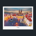 Postkarte Prag Nacht in Tschechien<br><div class="desc">Postkarte mit Prager Dämmerung,  landschaftliche mittelalterliche Stadt in Böhmen,  Tschechische Republik.</div>