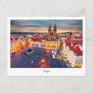 Postkarte Prag Nacht in Tschechien