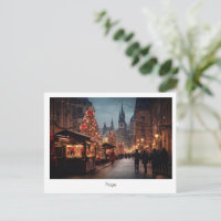 Postkarte Prag Nacht in Tschechien