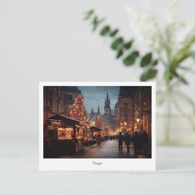 Postkarte Prag Nacht in Tschechien (Stehend Vorderseite)