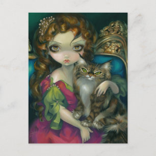 Postkarte "Princess with a Maine Coon Cat"