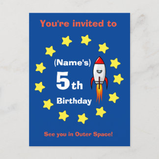 Postkarte - Raketenschiff Custom Birthday - Name h