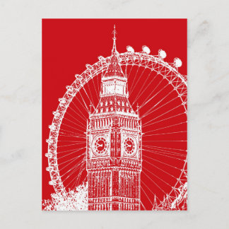 Postkarte Red & White London