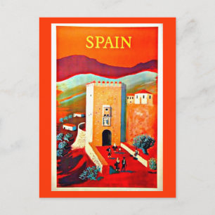 Postkarte-Reise im Stil vergangener Zeiten-Spanien Postkarte