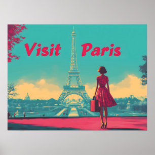 Postkarte Retro Eiffelturm Reisevorführung Poster