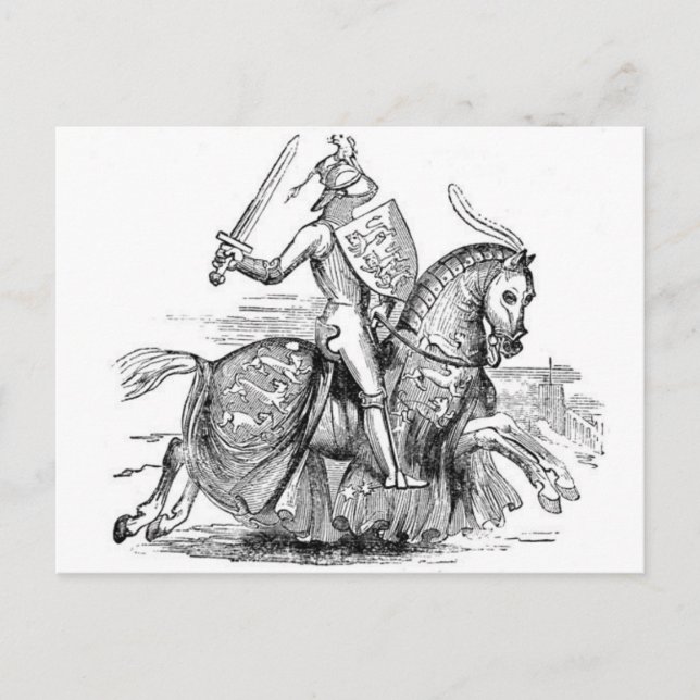 Postkarte Ritter auf Pferd (Vorderseite)