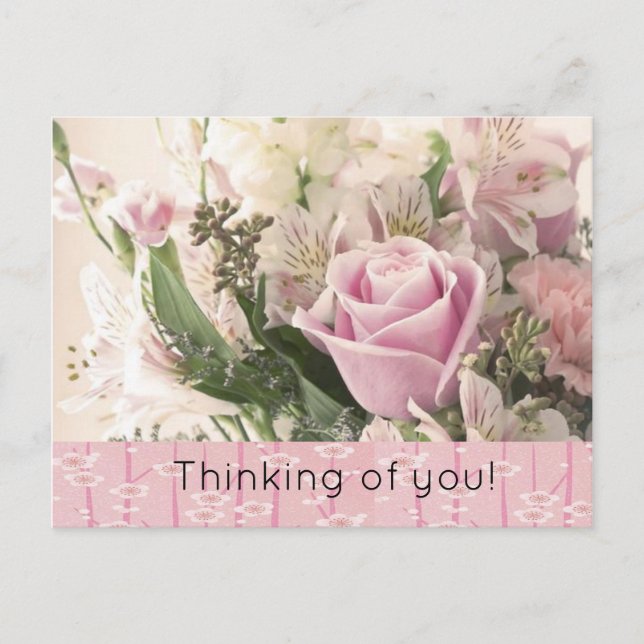 Postkarte Rosa Rose Blumendenken (Vorderseite)