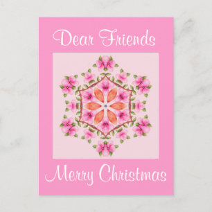 Postkarte Rosa und orange Schneeflocke