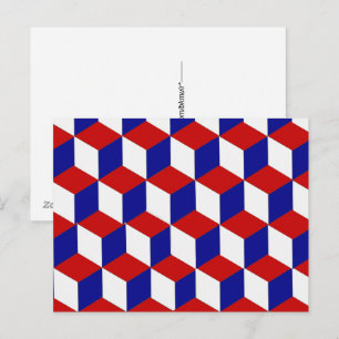Postkarte - Rote, Weiße und Blaue Block-Illusion